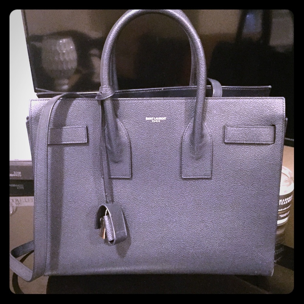 Saint Laurent Navy Blue Small Sac Du Jour